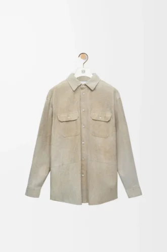 Overshirt in suede lambskin White