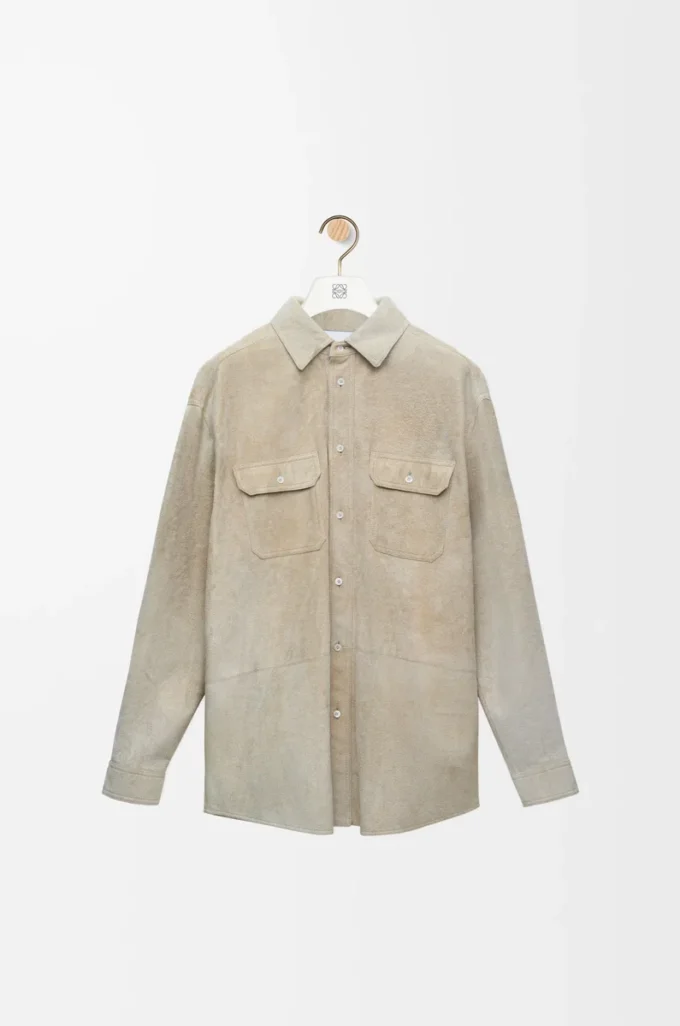 Overshirt in suede lambskin White Overshirt in suede lambskin White
