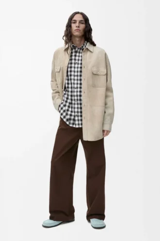Overshirt in suede lambskin White