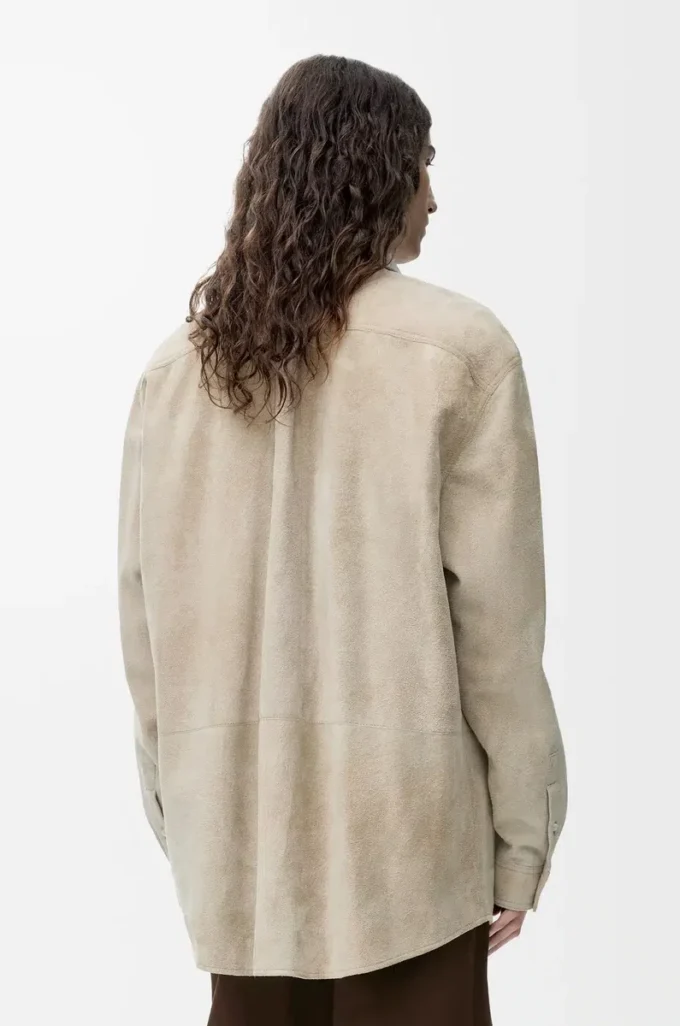 Overshirt in suede lambskin White Overshirt in suede lambskin White