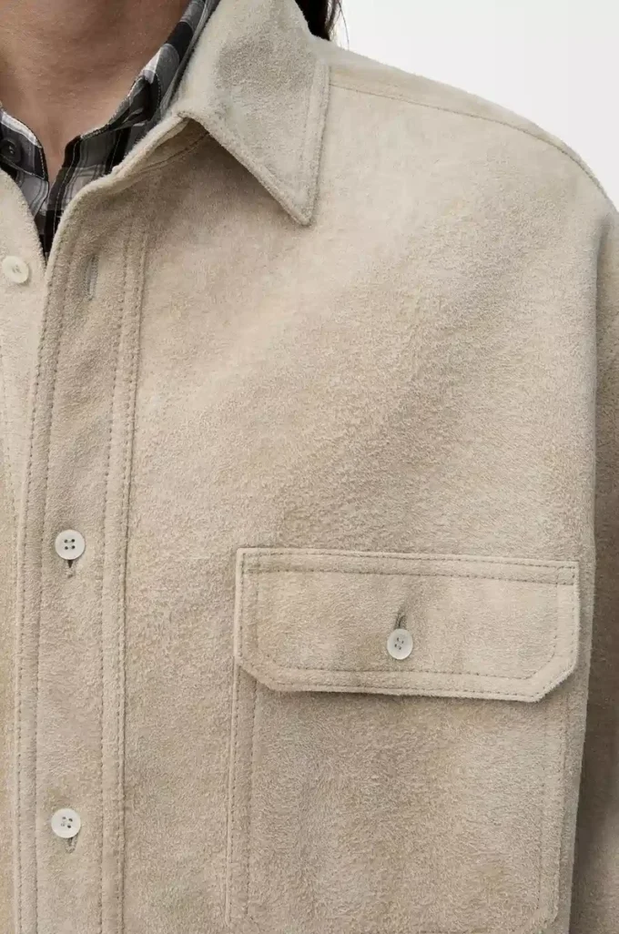 Overshirt in suede lambskin White Overshirt in suede lambskin White