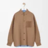 Overshirt in virgin wool and cashmere Camel/Blue