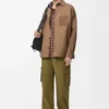 Overshirt in virgin wool and cashmere Camel/Blue