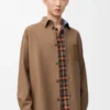 Overshirt in virgin wool and cashmere Camel/Blue