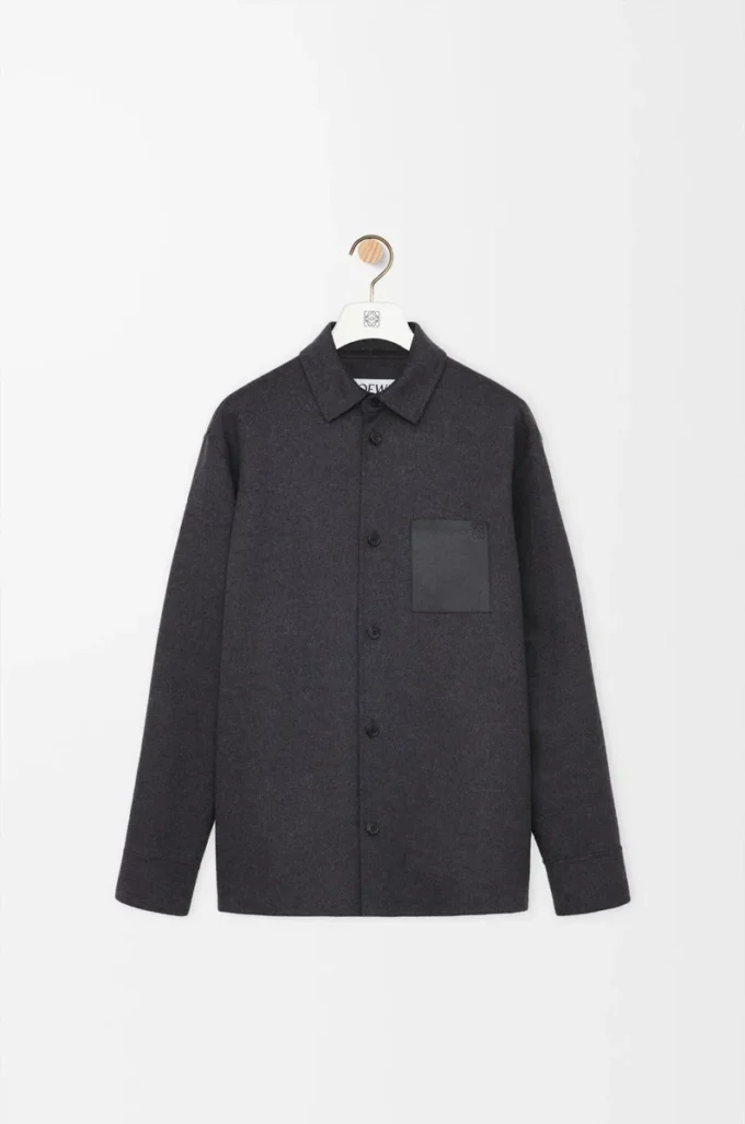 Overshirt in wool and cashmere Charcoal Melange