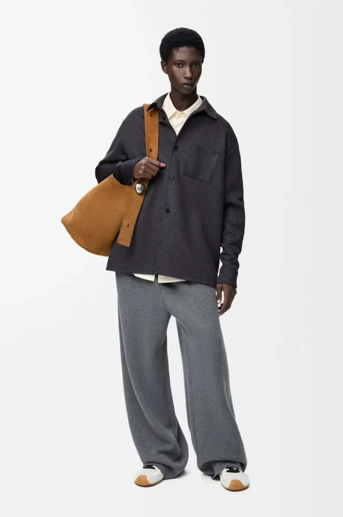 Overshirt in wool and cashmere Charcoal Melange