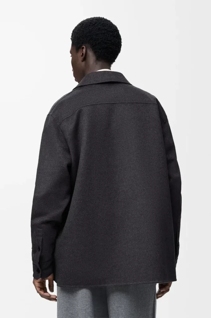 Overshirt in wool and cashmere Charcoal Melange