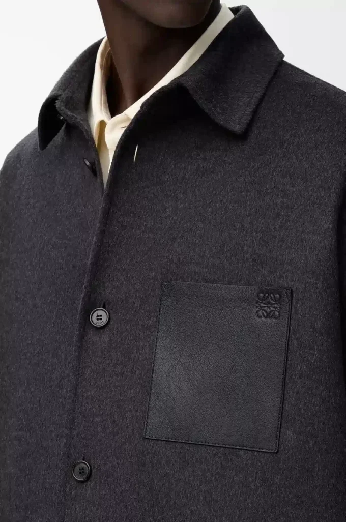 Overshirt in wool and cashmere Charcoal Melange