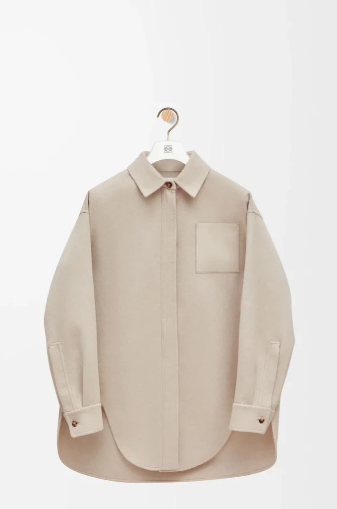 Overshirt in wool and cashmere Light Beige Melange Overshirt in wool and cashmere Light Beige Melange