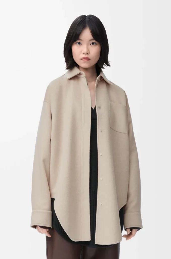 Overshirt in wool and cashmere Light Beige Melange Overshirt in wool and cashmere Light Beige Melange