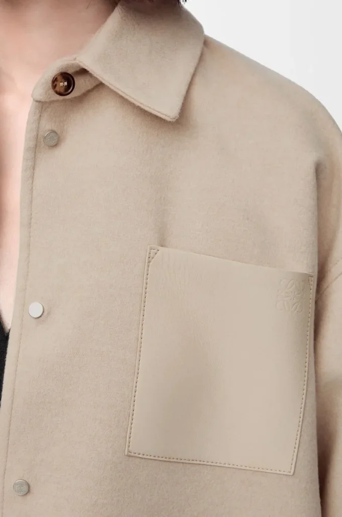 Overshirt in wool and cashmere Light Beige Melange Overshirt in wool and cashmere Light Beige Melange