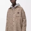 Overshirt in wool and llama blend Beige/Blue Melange