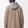 Overshirt in wool and llama blend Beige/Blue Melange
