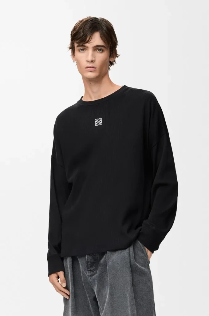 Oversized fit long sleeve T-shirt in cotton Black Oversized fit long sleeve T-shirt in cotton Black