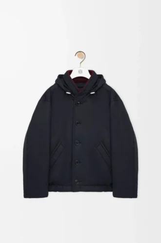 Padded jacket in technical cotton Navy Blue