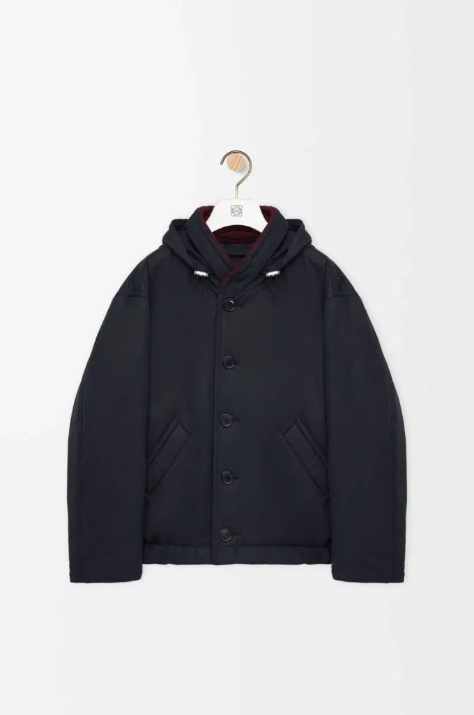 Padded jacket in technical cotton Navy Blue