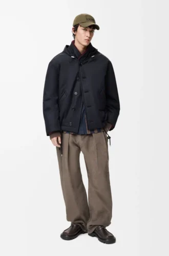 Padded jacket in technical cotton Navy Blue