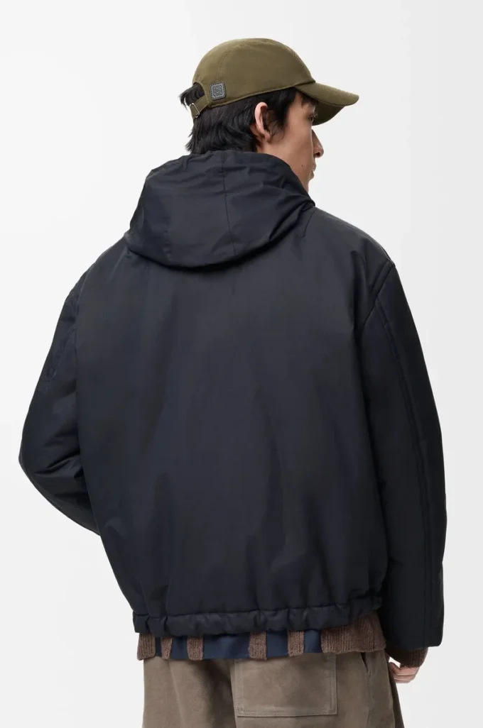 Padded jacket in technical cotton Navy Blue