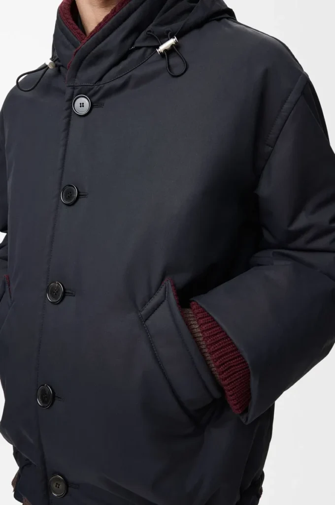 Padded jacket in technical cotton Navy Blue