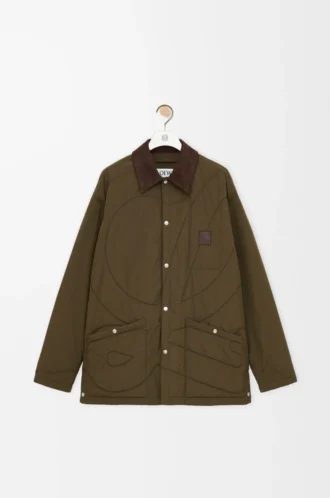 Padded overshirt in technical shell Khaki Green
