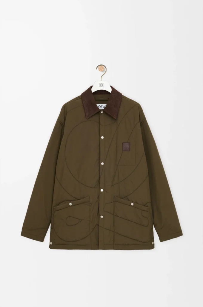 Padded overshirt in technical shell Khaki Green Padded overshirt in technical shell Khaki Green
