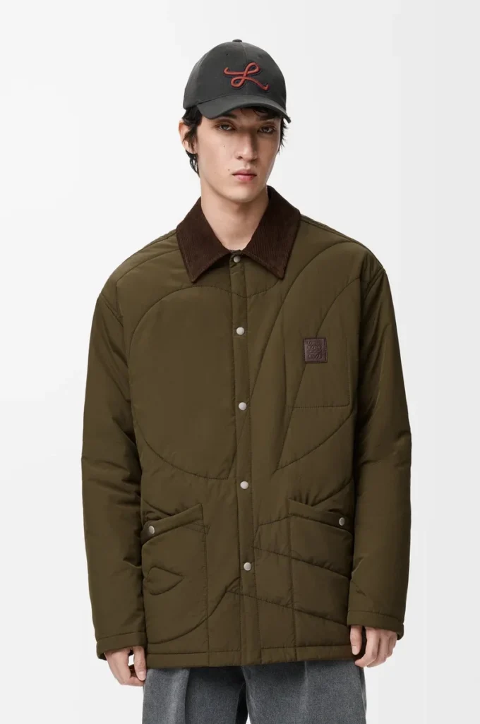 Padded overshirt in technical shell Khaki Green Padded overshirt in technical shell Khaki Green