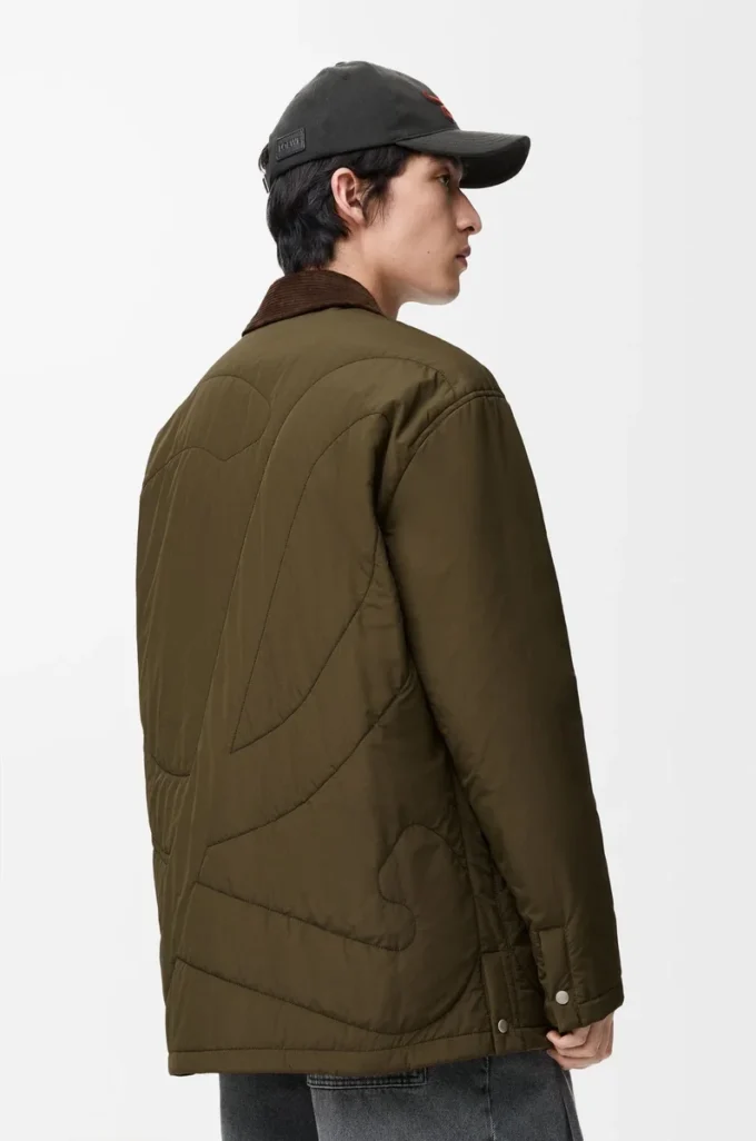 Padded overshirt in technical shell Khaki Green Padded overshirt in technical shell Khaki Green