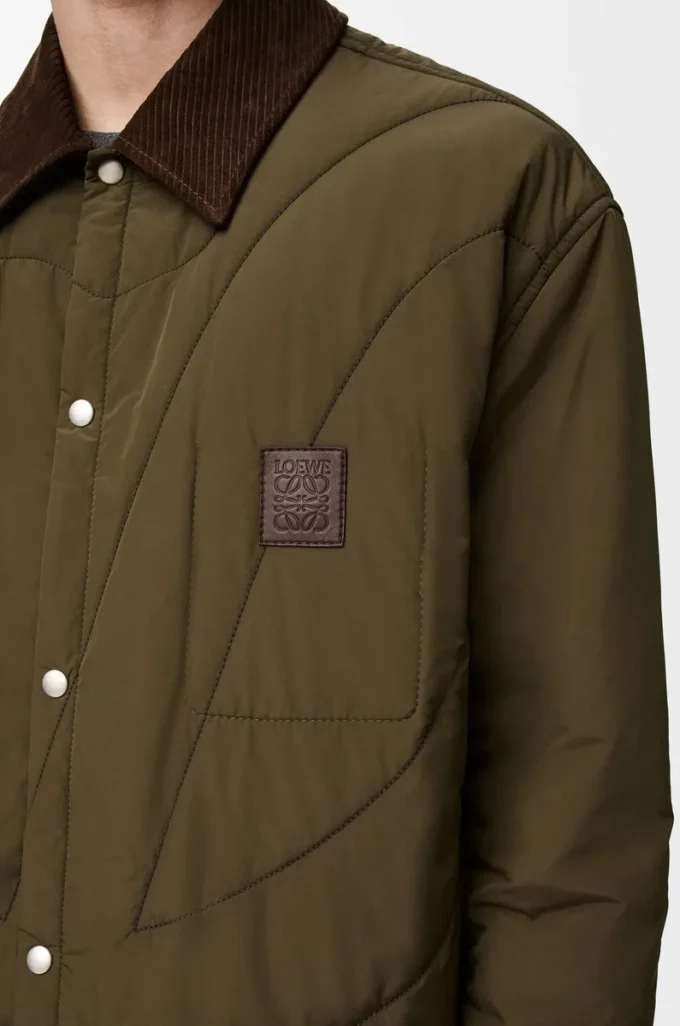 Padded overshirt in technical shell Khaki Green Padded overshirt in technical shell Khaki Green