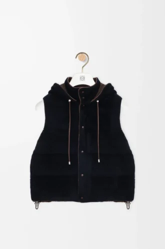 Padded vest in shearling Brown/Navy Blue