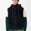 Padded vest in shearling Brown/Navy Blue Padded vest in shearling Brown/Navy Blue
