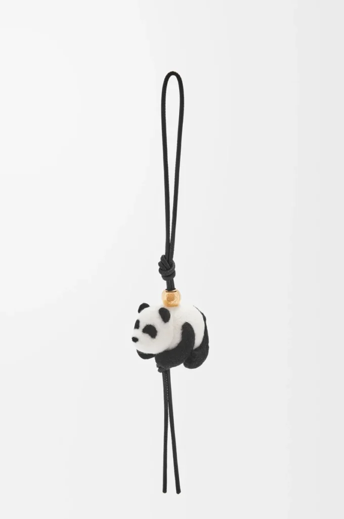 Panda charm in felt and calfskin Black/White Panda charm in felt and calfskin Black/White