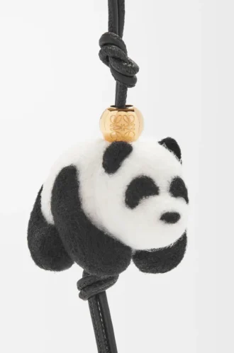 Panda charm in felt and calfskin Black/White Panda charm in felt and calfskin Black/White