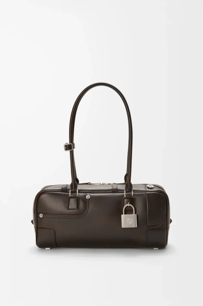 Panta Amazona 31 cropped bag in shiny calfskin Vintage Brown Panta Amazona 31 cropped bag in shiny calfskin Vintage Brown