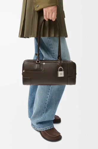 Panta Amazona 31 cropped bag in shiny calfskin Vintage Brown Panta Amazona 31 cropped bag in shiny calfskin Vintage Brown