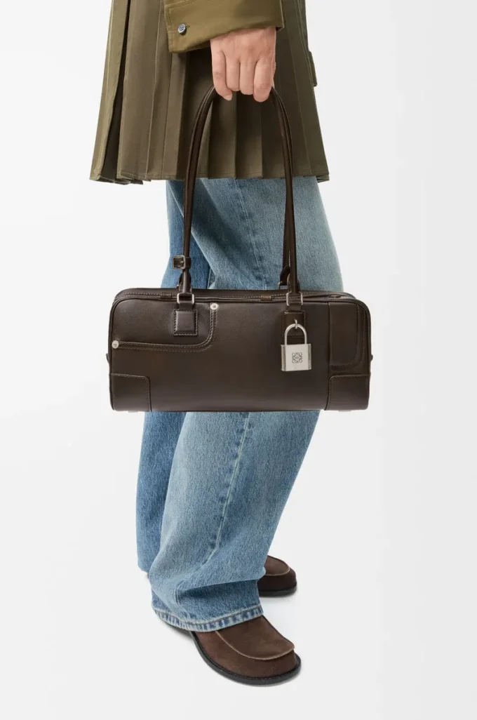 Panta Amazona 31 cropped bag in shiny calfskin Vintage Brown Panta Amazona 31 cropped bag in shiny calfskin Vintage Brown