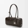 Panta Amazona 31 cropped bag in shiny calfskin Vintage Brown Panta Amazona 31 cropped bag in shiny calfskin Vintage Brown