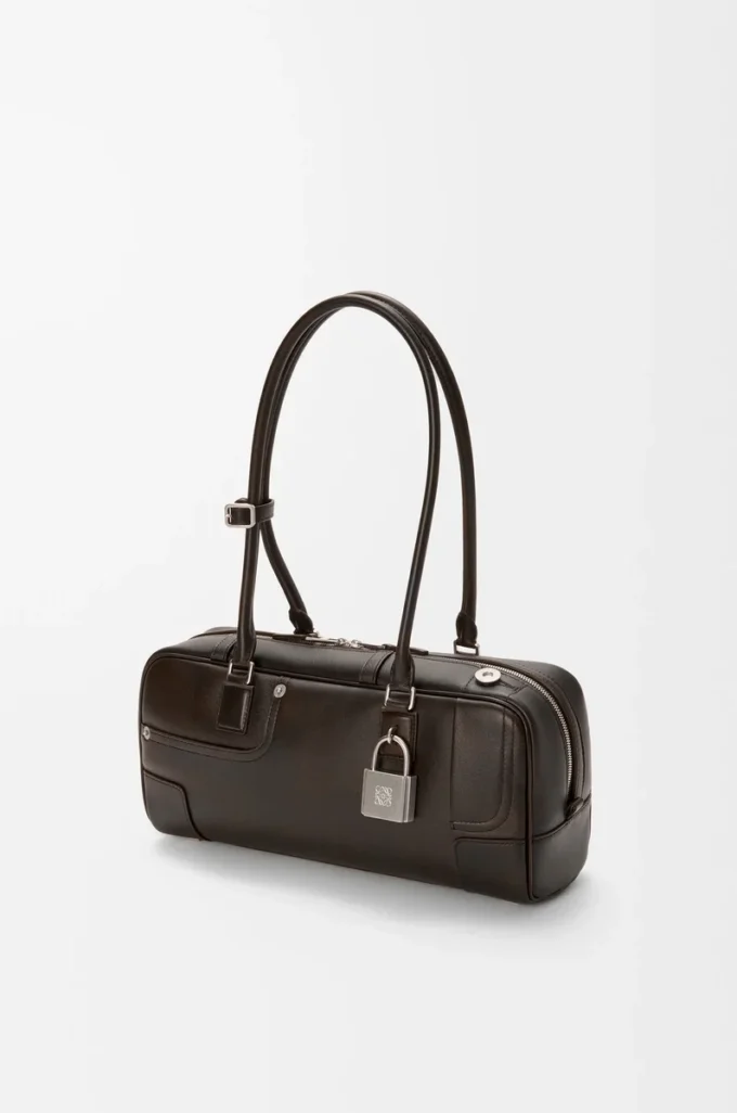 Panta Amazona 31 cropped bag in shiny calfskin Vintage Brown Panta Amazona 31 cropped bag in shiny calfskin Vintage Brown