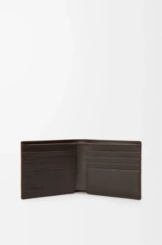 Panta bifold wallet in shiny calfskin Vintage Brown
