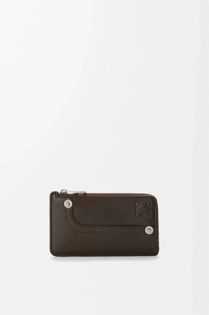 Panta coin cardholder in shiny calfskin Vintage Brown