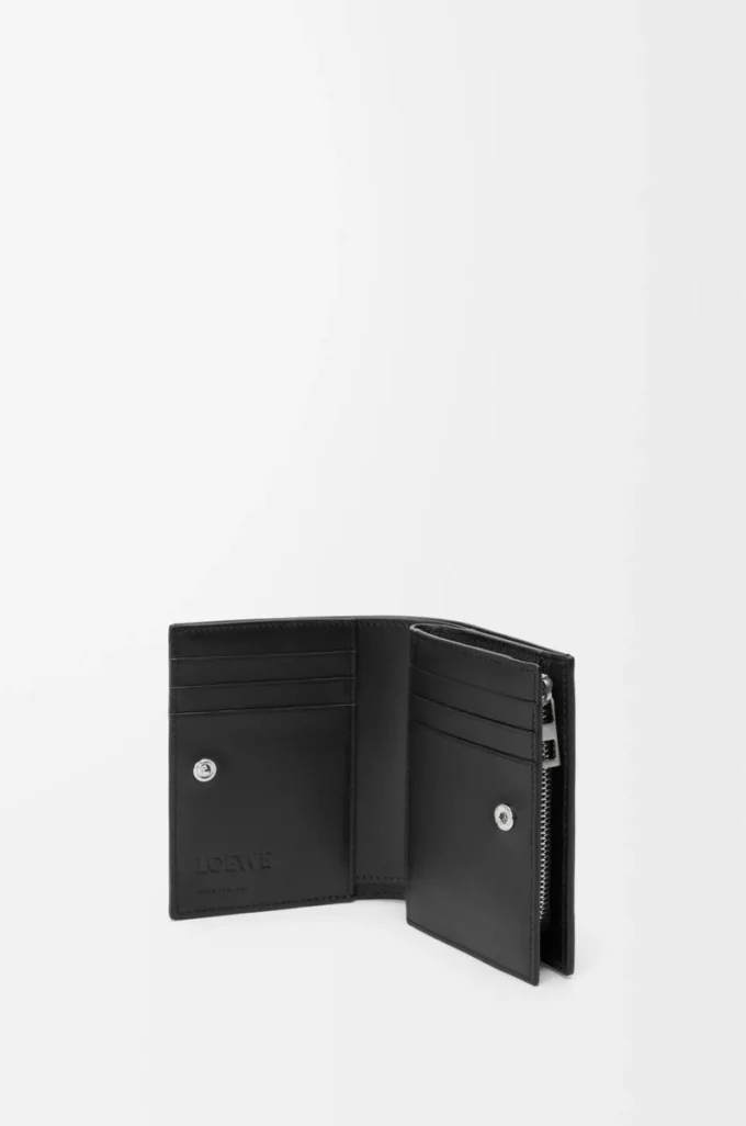 Panta compact wallet in shiny calfskin Black Panta compact wallet in shiny calfskin Black