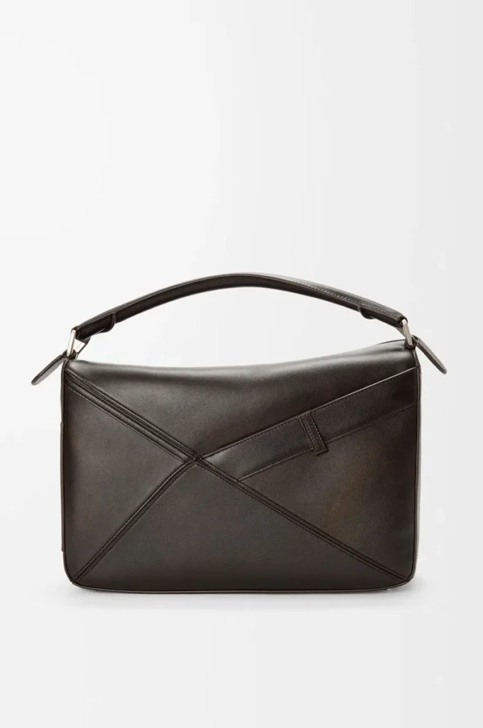 Panta large Puzzle bag in shiny calfskin Vintage Brown