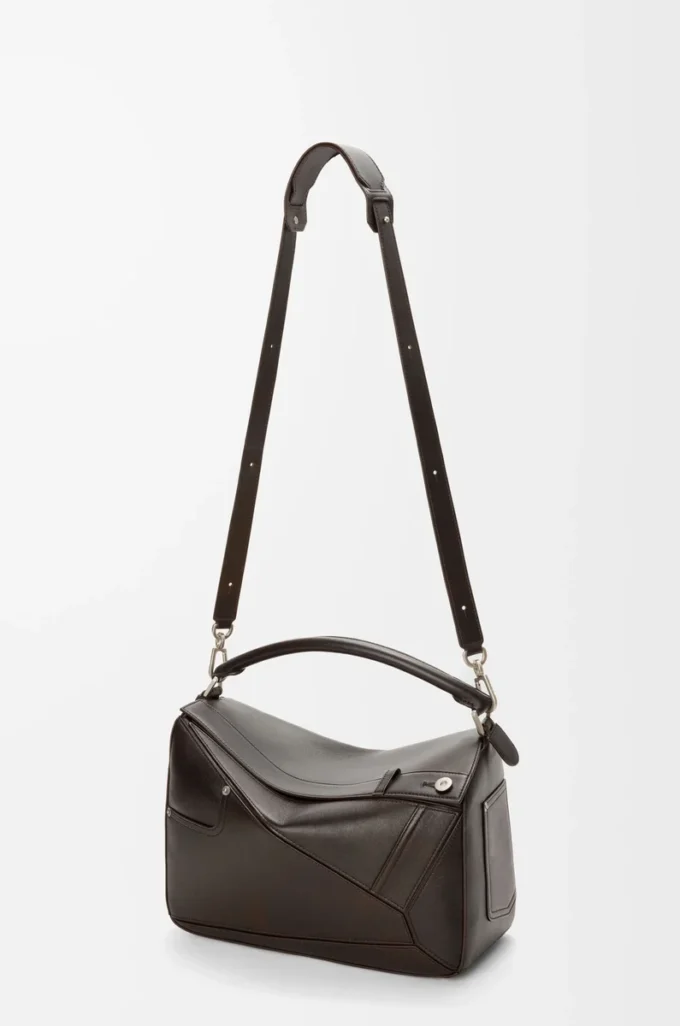 Panta large Puzzle bag in shiny calfskin Vintage Brown