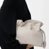 Panta medium Flamenco clutch in shiny calfskin Light Ghost
