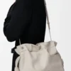 Panta medium Flamenco clutch in shiny calfskin Light Ghost