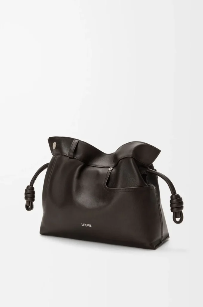 Panta medium Flamenco clutch in shiny calfskin Vintage Brown Panta medium Flamenco clutch in shiny calfskin Vintage Brown