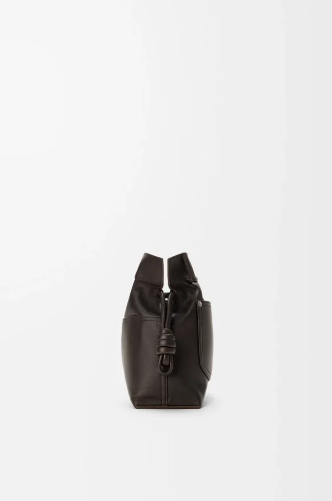 Panta medium Flamenco clutch in shiny calfskin Vintage Brown Panta medium Flamenco clutch in shiny calfskin Vintage Brown