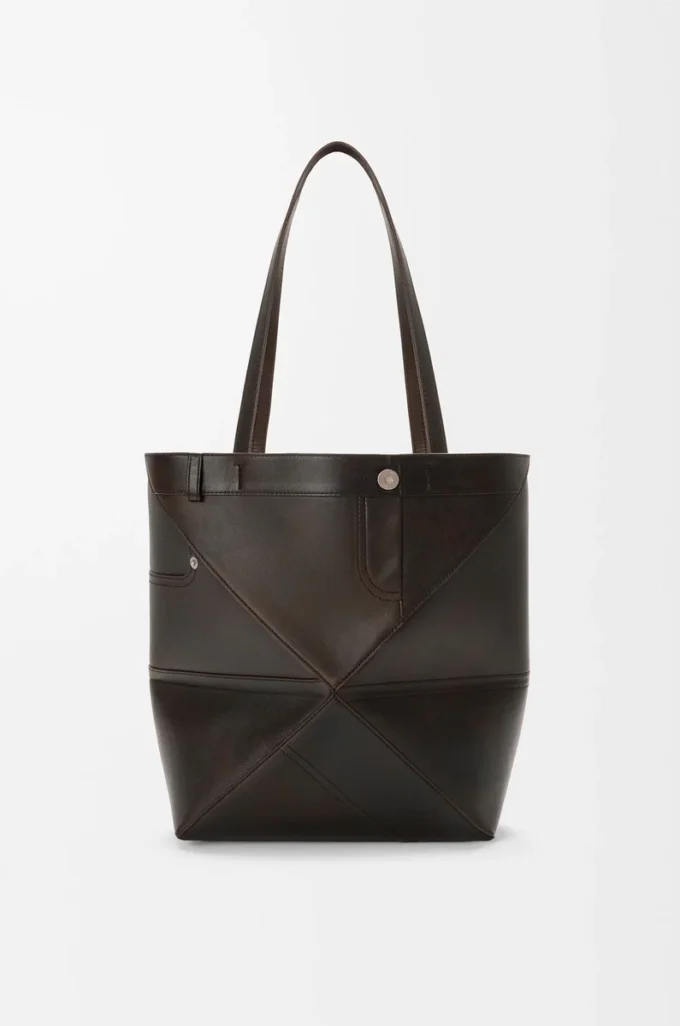 Panta medium Puzzle Fold tote in shiny calfskin Vintage Brown Panta medium Puzzle Fold tote in shiny calfskin Vintage Brown