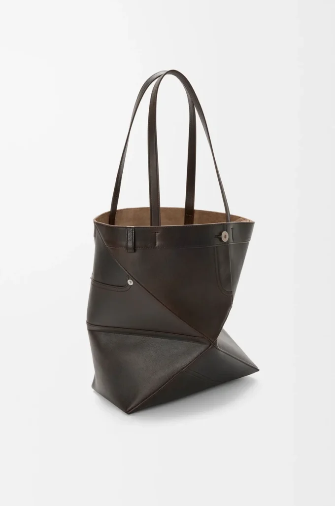 Panta medium Puzzle Fold tote in shiny calfskin Vintage Brown Panta medium Puzzle Fold tote in shiny calfskin Vintage Brown