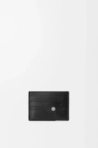 Panta plain cardholder in shiny calfskin Black