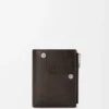 Panta slim compact wallet in shiny calfskin Vintage Brown